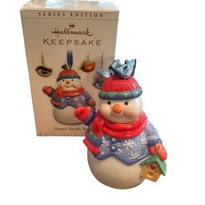 2006 Hallmark Keepsake Sweet Tooth Treats Snowman Cookie Jar‎ missing birds